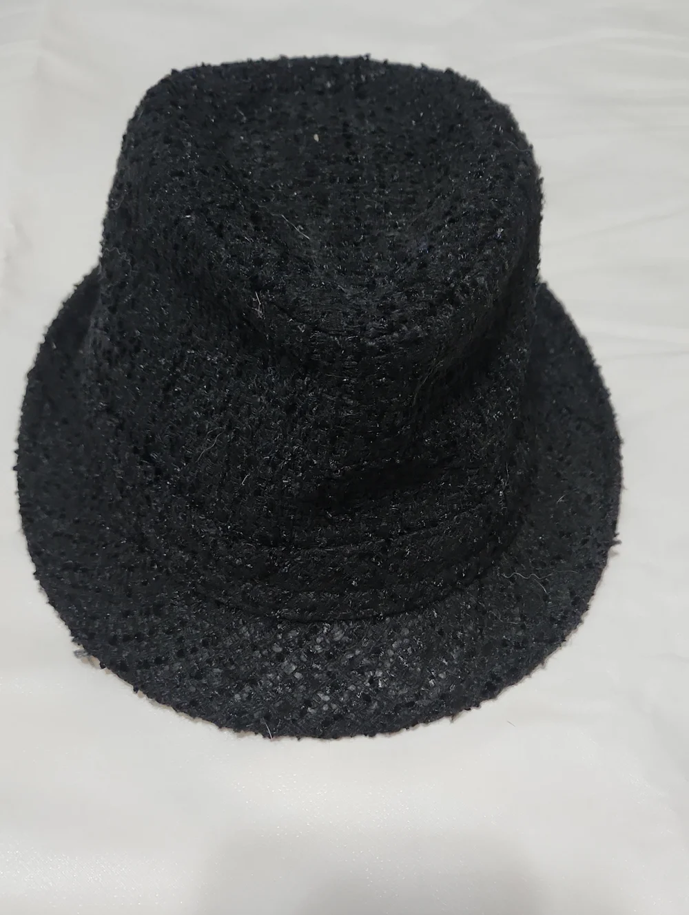 Women's Small Black Textured Fedora